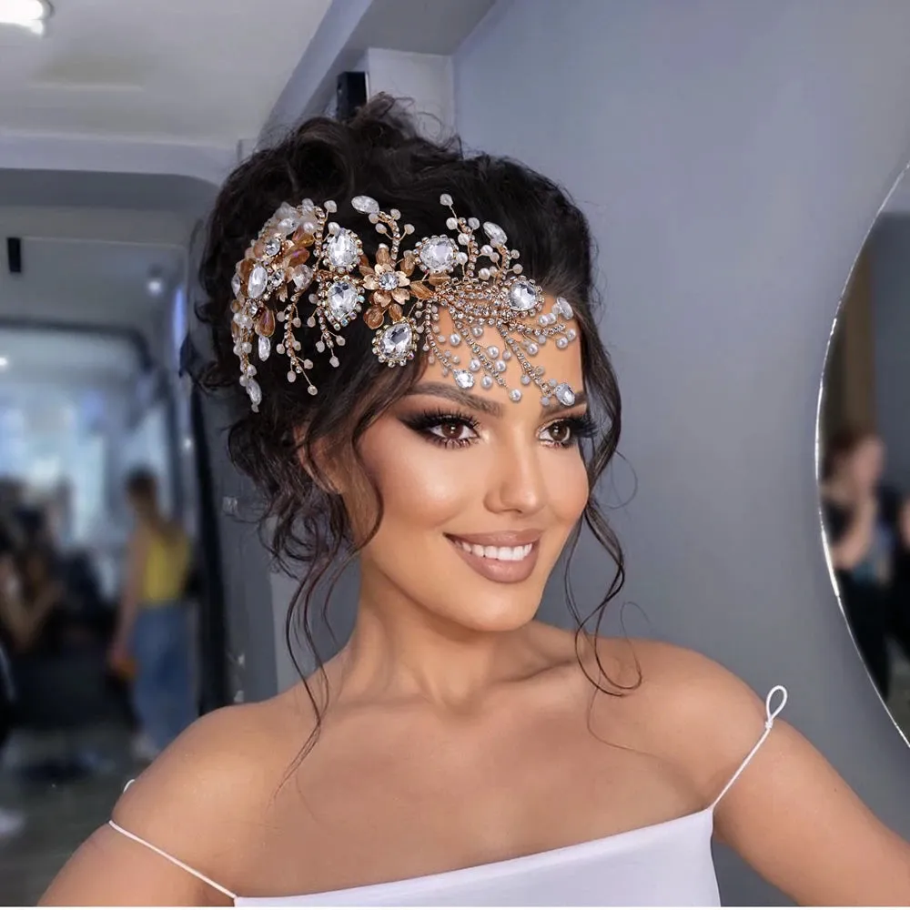 Wedding Headpiece Bride Hair Accessories Women Headband Rhinestone Queen Headwear