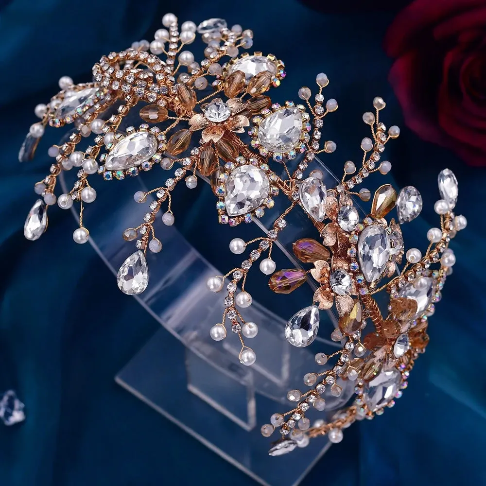 Wedding Headpiece Bride Hair Accessories Women Headband Rhinestone Queen Headwear