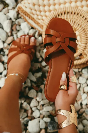 Weekend Vibes Slip On Sandals - Tan