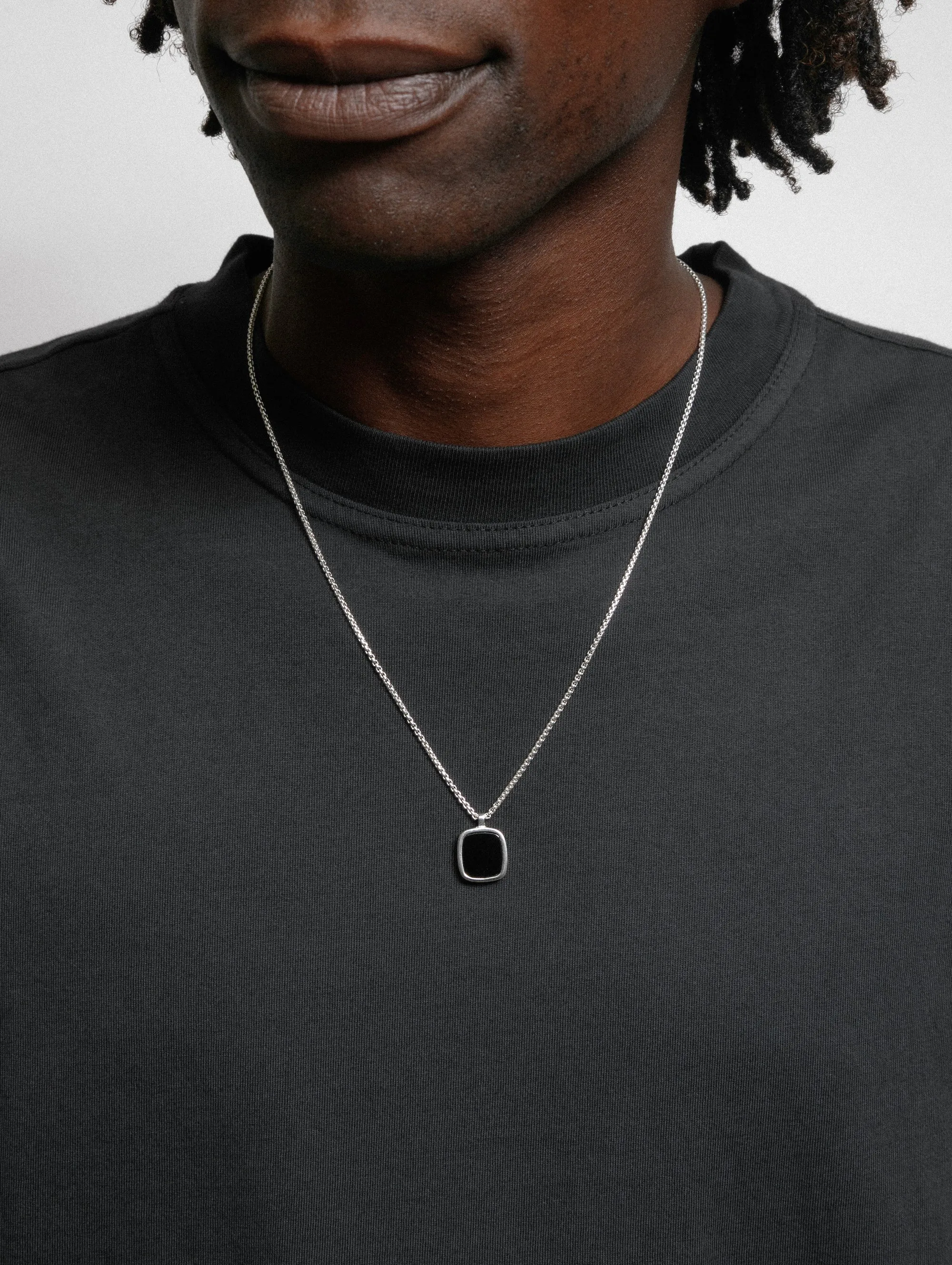 Wells Necklace in Onyx and Sterling Silver