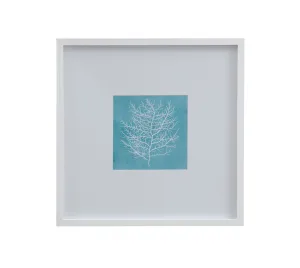 White Coral On Blue - II Framed Print - Blue / White