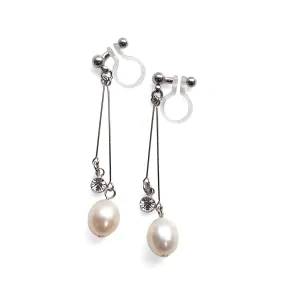 White freshwater pearl invisible clip on earrings