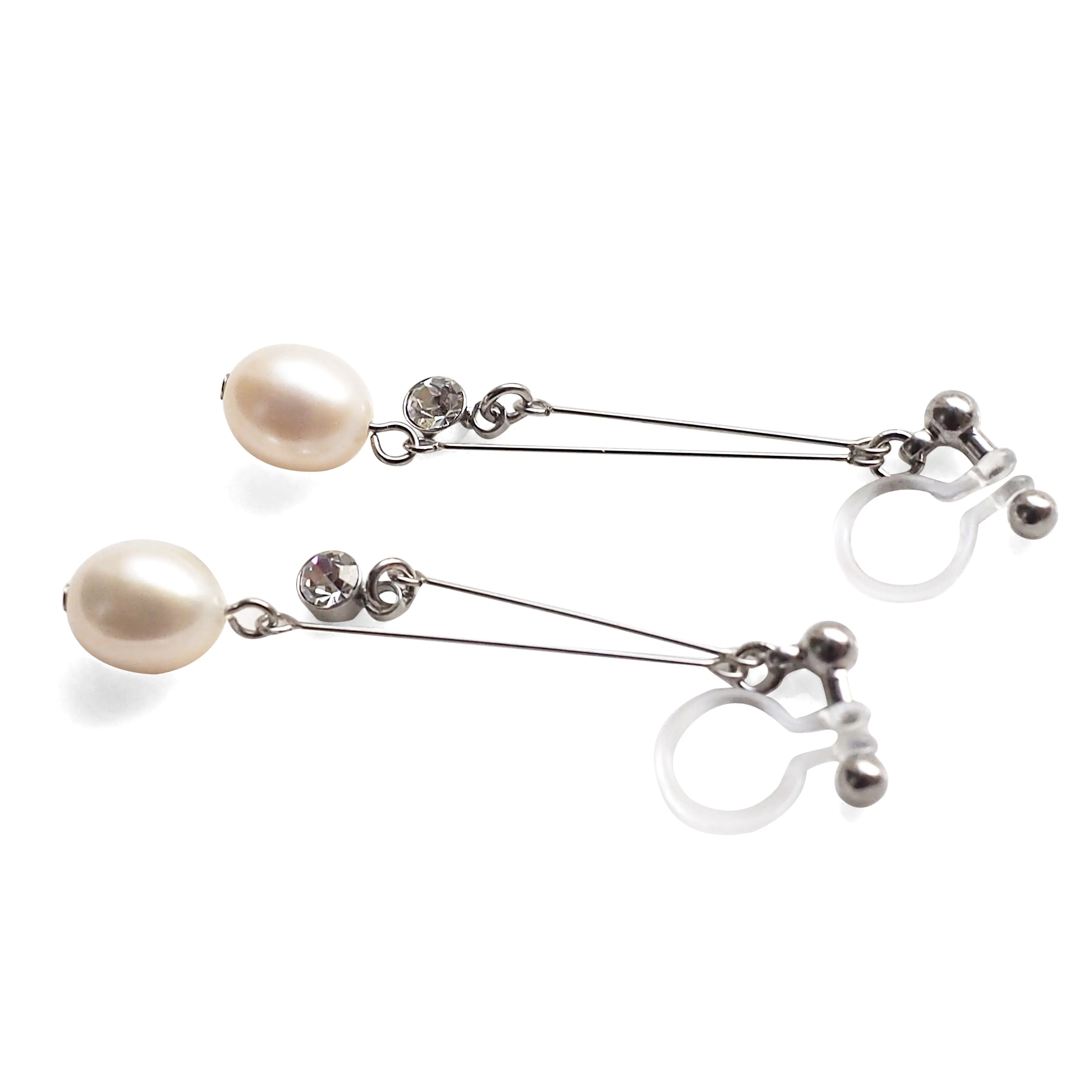 White freshwater pearl invisible clip on earrings