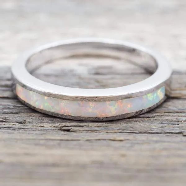 White Opal Band Ring