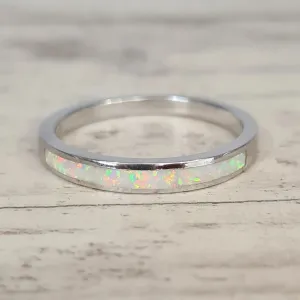 White Opal Band Ring
