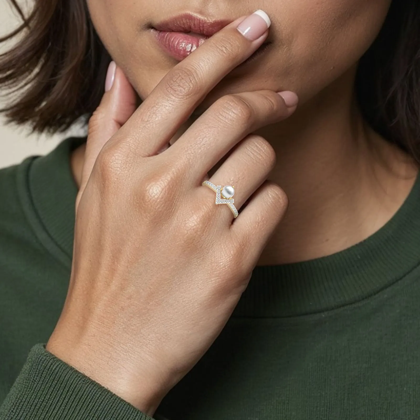 Wishing Pearl Diamond Ring