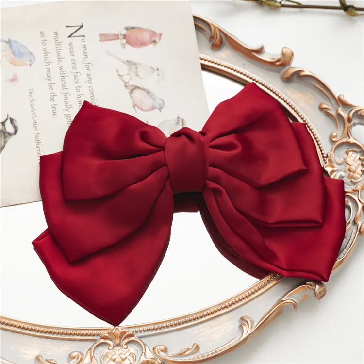 Women's Hair Ring Three-Layer Bow Barrettes Spring Clip