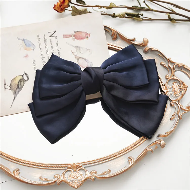 Women's Hair Ring Three-Layer Bow Barrettes Spring Clip