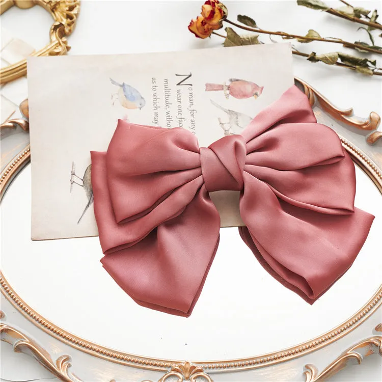 Women's Hair Ring Three-Layer Bow Barrettes Spring Clip