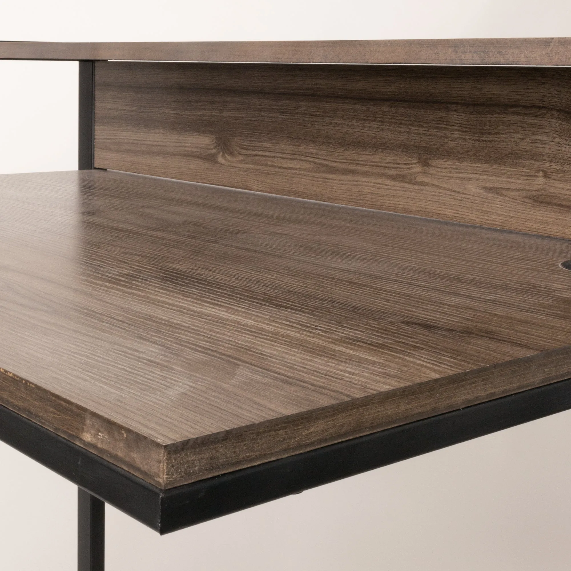 Wooden Home Office Desk with Mini Hutch
