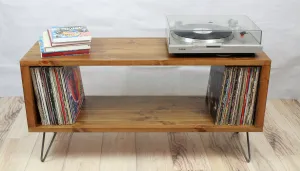 Wooden Industrial Record Player Stand, Record Storage Cabinet, TV stand, Records Stand - Open Storage